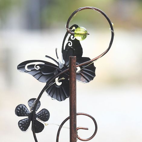 Lampe solaire de jardin en fer étanche à piquer, pour terrasse et aménagement paysager (1/5)