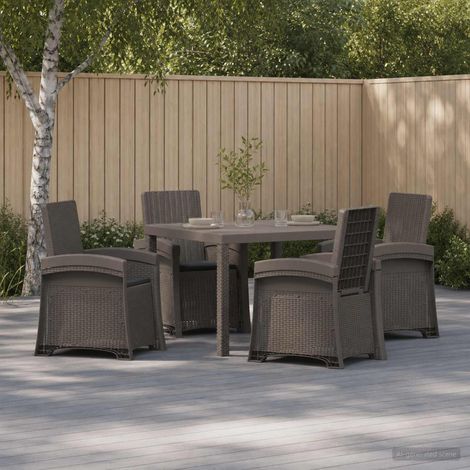 vidaXL Conjunto de Comedor de Jardín 5 uds. Gris Claro y Antracita PP (1/5)