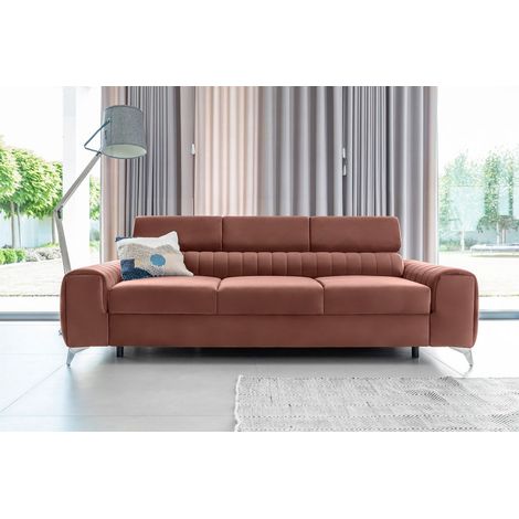 Sofa 3-Sitzer mit Schlaffunktion Schlafsofa ELENI Stoff Monolith Altrosa (1/5)