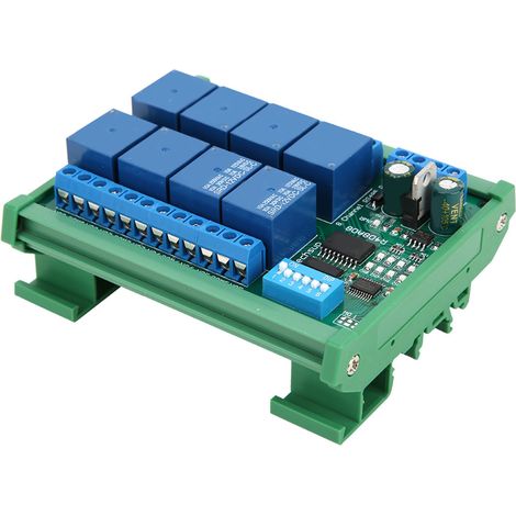 Carte d'extension PLC relais RS485 12V, 8 canaux, pour télécommande de protocole RTU (R4D8A08 R avec botier pour rail DIN) (1/5)