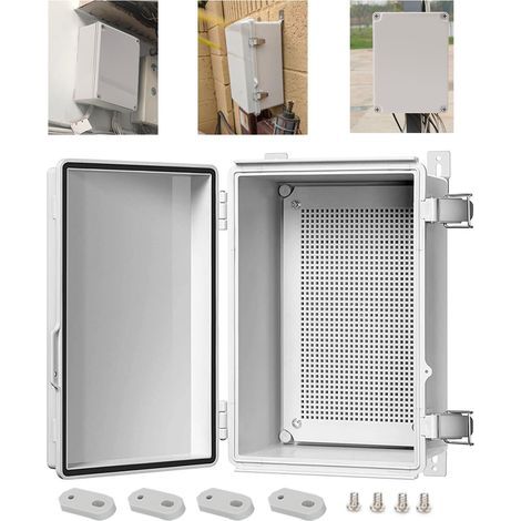 Wasserdichtes Elektrogehäuse, Elektrogehäuse aus ABS-Kunststoff, IP67 wasserdichter Elektroverteilerkasten, Wandmontage, geeignet für den Außenbereich, Grau (29 x 19 x 13 cm) (1/5)
