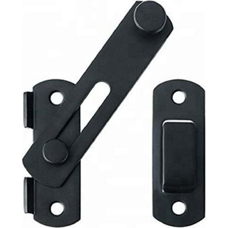 Loquet de porte Loquet de porte en acier inoxydable de haute qualité, adapté au loquet coulissant de porte et fenêtre loquet de grange, ménage, extérieur (Noir) (1/5)