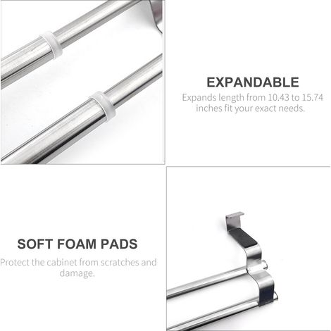 Double porte-serviettes extensible sur les portes d'armoire, barre de bain en acier inoxydable, support à vêtements pour salle de bain, étagère de rangement de cuisine (1/5)