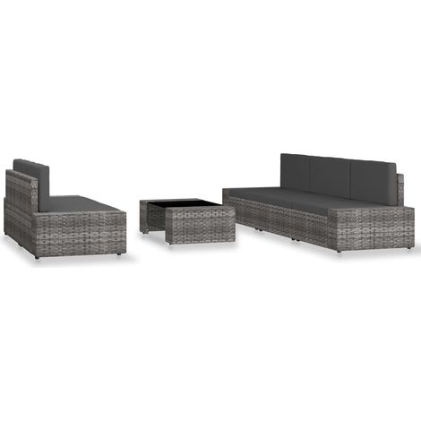 Maison Exclusive - 6-tlg. Garten-Lounge-Set Poly Rattan Grau