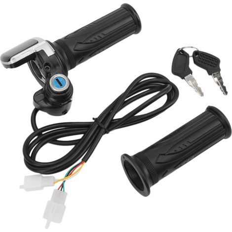 Acelerador de puño giratorio para bicicletas eléctricas, bloqueo con llave, indicador LED para motocicletas y scooters de 48 V. (1/5)