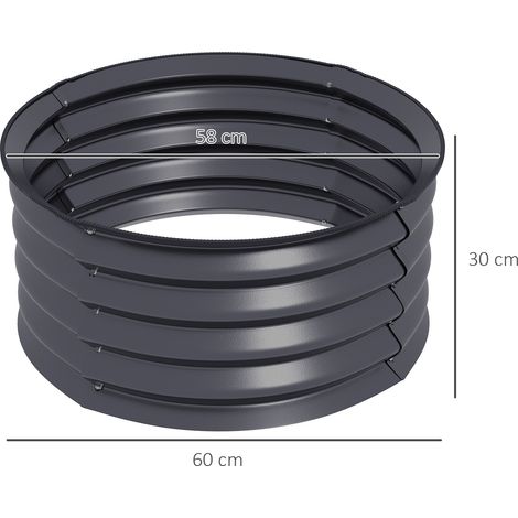 Lot de 2 bacs à fleurs surélevés en acier, empilables, pour potager, jardinière, carré de culture ou serre (Ø60x30cm), parfaits pour terrasse et balcon, conçus pour plantes, légumes et fleurs. (1/5)