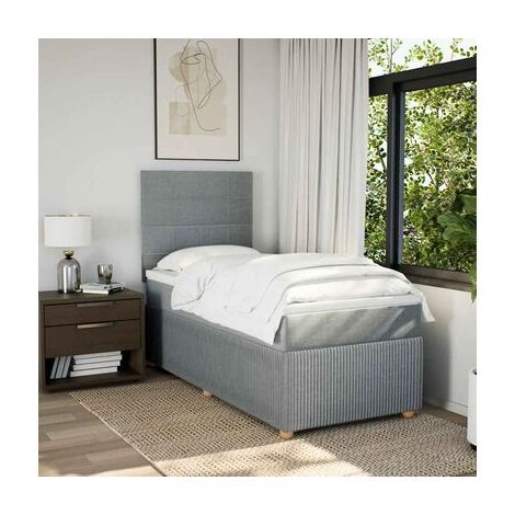 Sommier de style Snowco, matelas en tissu gris clair 80 × 200 cm, tissu doux et respirant, pour chambre, confort quotidien, assemblage rapide (1/5)