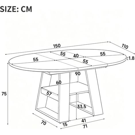 Couchtisch aus MDF in Oak 150 x 110 x 75 cm HOMAIRE (1/5)