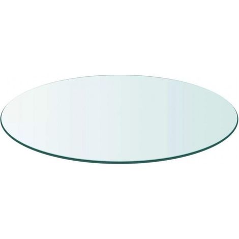 Plateau rond en verre trempé 90 cm – Épaisseur 0,9 cm – Bords polis épais – Résistant pour table basse fixe – Meubletmoi (1/3)