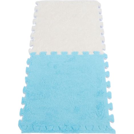 Lot de 10 tapis de sol en mousse pelucheuse polyvalents - Bleu marine/Blanc - Faciles à installer (1/5)