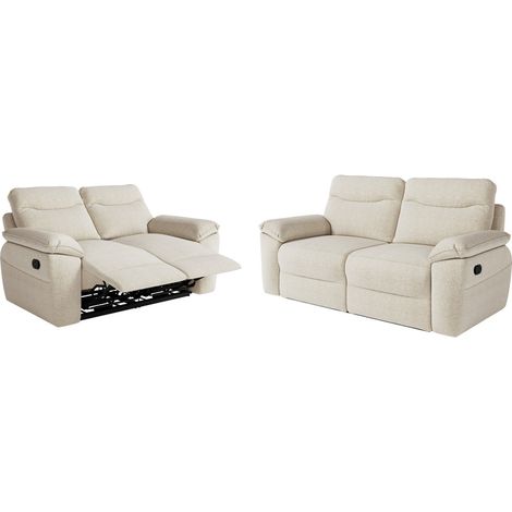 PACK - Canapé de relaxation ROSS manuel 2 et 3 places en tissu texturé 3D - Beige