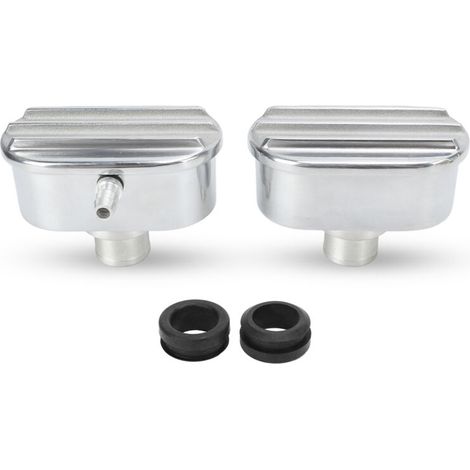 Aluminum Valve Cover PCV Breather Combo Kit Finned Oval Polished 6100FP for replacement. (1/5)