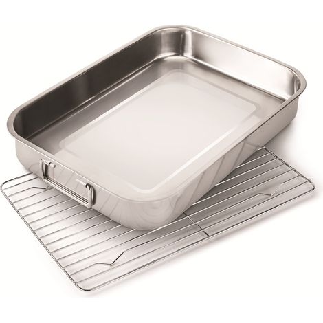 Plat de cuisson en inox avec grille (1/2)