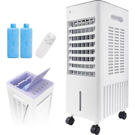 Energieeffizienter Luftkühler, 4-in-1-tragbare Klimaanlage, 12-Liter-Tank, 2 Kühlakkus, schlauchlos, Luftreiniger und Luftbefeuchter, geringer Verbrauch