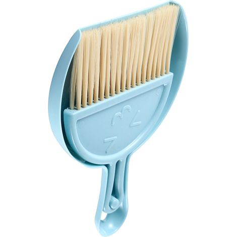 [Ensemble de Petite Brosse et Ramasse-Poussière] + Kit [Mini Sweep] + bleu + Plastique Portable Design de Visage Souriant pour Bureau et Table (1/3)