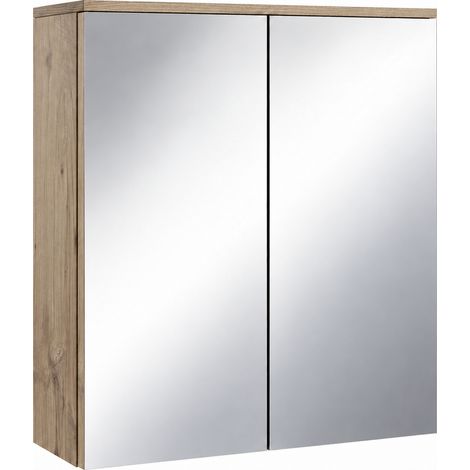 Badezimmer Spiegelschrank Toledo 60cm Kastanien Eiche – Stauraum