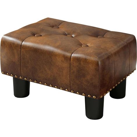 Tabouret Ottoman de Style Moderne - Repose Pieds en Cuir Brun - Repose Pieds pour Salon, Chambre, Entrée und Dortoir (1/5)
