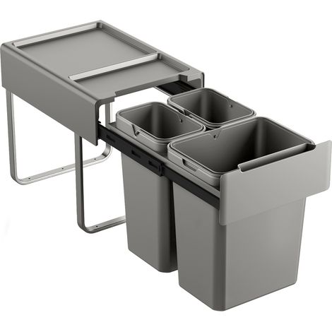 SVITA EMCombo40 Einbaumülleimer 30L (2x10L+20L) 3 Fächer mit Deckel Mülltrennsystem (1/5)