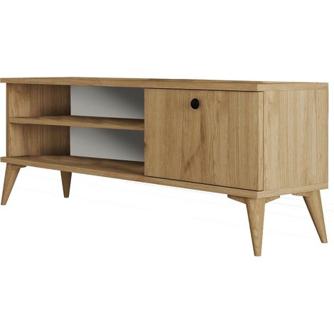 Meuble TV - RETRO - Chene - 120 x 30 x 45 cm (1/5)
