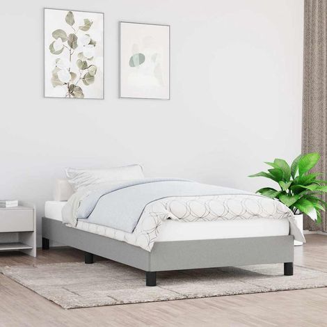 Estructura de cama sin colchón tela gris claro 90x200 cm (1/5)