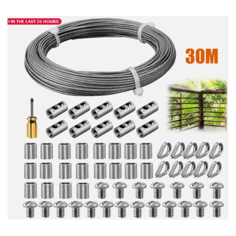 Tuteur pour Plantes Grimpantes en Acier Inoxydable,30m de Long (Câble en Acier de 2mm) , Les Vignes et Les Tomates, Kit D'aide à l'escalade