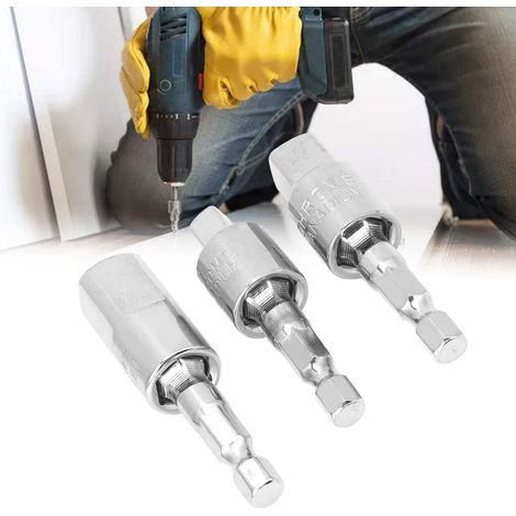 Sechskantgriff aus Silber auf Vierkantkopf-Adapter für Druckluftschrauber und Steckschlüssel (1/5)