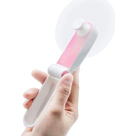 Ventilateur portable pliable, rechargeable, alimenté par batterie USB, petit, silencieux (rose) (1/5)