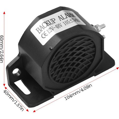 Avertisseur sonore de recul 12V-48V 105±3dB(A) pour voiture, aspirateur BiBi, alarme sonore de recul étanche IP67 pour camions, excavatrices et engins de chantier. (1/4)