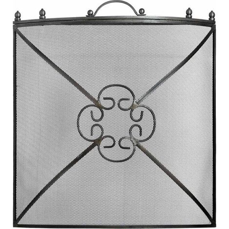Mesh Fireguard in Antique Pewter Effect Finish - Metal - L13 x W61 x H61 cm - Silver