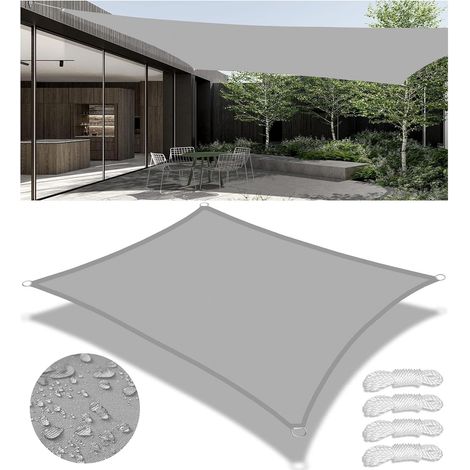 Voile d’Ombre Extérieur - Étanche, UV, Économie d’Énergie, Style Occidental, Jardin, Gris 3x4m (1/5)