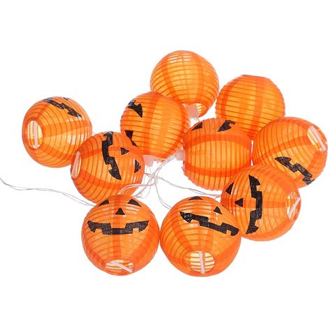 Halloween-Kürbis-Lichterkette, 20 LEDs, energiesparend, hohe Helligkeit, Garten- und Partydekoration (1/5)