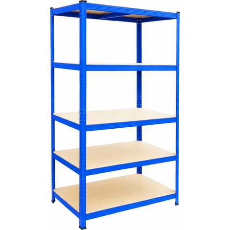 Relaxdays Estantería de carga, 200 x 100 x 40 cm, 875 kg, 5 niveles, sótano, sistema de encaje, azul/marrón (1/5)