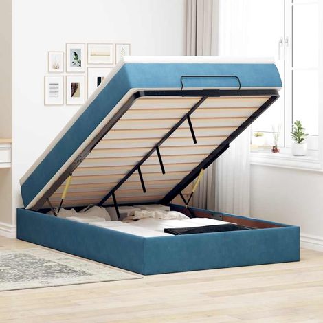 Estructura de cama otomana colchón terciopelo azul oscuro vidaXL (1/5)