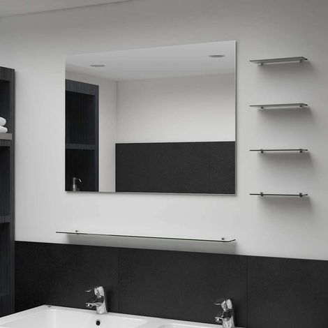 vidaXL Espejo de pared con 5 estantes plateado 80x60 cm (1/5)