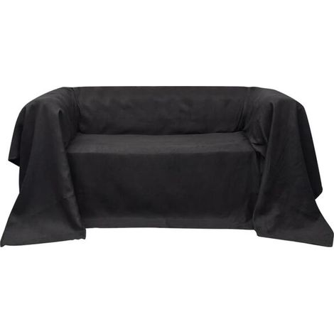 Housse de canapé en velours microfibre gris anthracite 210x280 cm (1/3)