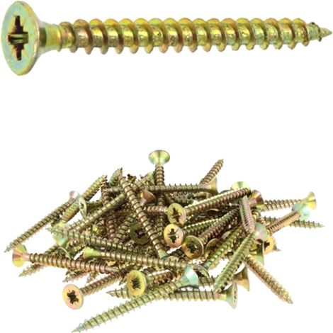 100 vis agglo tête fraisée pozidriv acier zingués bichromatées (jaune/or) - Diamètre 6 mm - Diamètre 6 mm