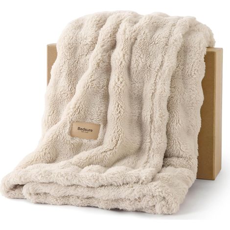 Plaid Polaire Doux Bulle - Couverture, Beige, 150x200 cm (1/5)