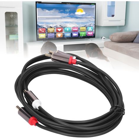 Câble Audio 2RCA Mâle vers 2RCA Mâle Doré pour Connexion TV à Amplificateur 2M/6.6ft (1/5)