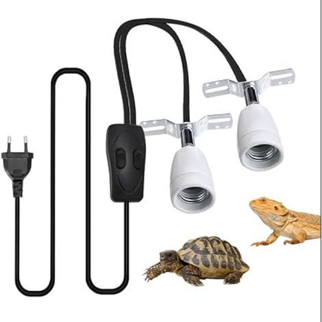 Douille chauffante en céramique pour reptiles lampe terrarium support de réglable double interrupteur tortues aquarium sans ampoule (1/5)