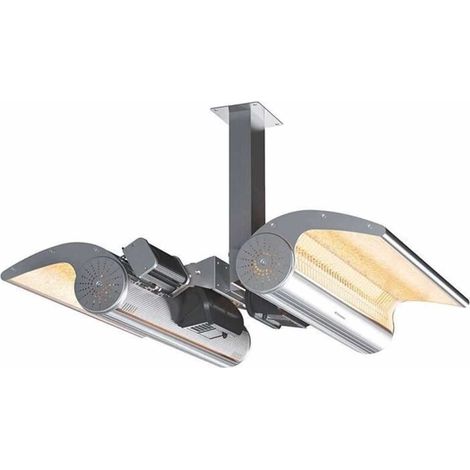 Sined Calentador Infrarrojo De Techo Doble 4000w Gris Fabricado En Acero Inoxidable y Aluminio Anodizado Grado De Protección De Alta Calidad Mando a Distancia Ip65