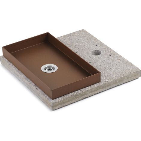 Base con Vaschetta per Fontane con Ghiera Grande 40x40x5 cm in Cemento Belfer 42/BSE/5 Ruggine