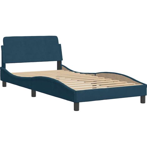 Estructura de cama con cabecero Dover terciopelo azul 100x200 cm vidaXL (1/4)