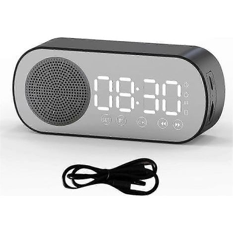 Radio-réveil sans fil Bluetooth avec double alarme, compatible avec les cartes TF, idéal pour la maison et le bureau. (1/5)