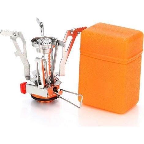Réchaud de camping portable avec allumage piézoélectrique et support stable, idéal pour la cuisine en plein air et le camping. (1/5)