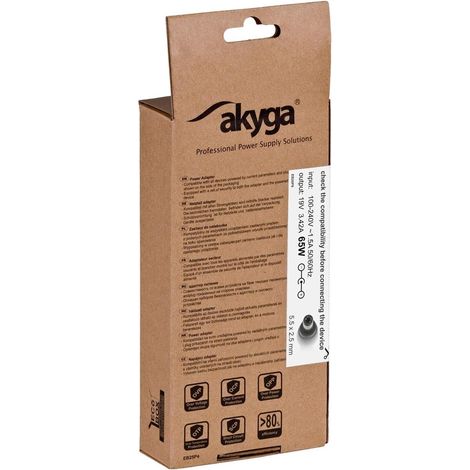 Akyga AK-ND-01 Adaptateur de Puissance & onduleur Intérieure 65 W Noir (1/5)