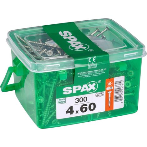 Set di 300 viti in acciaio a testa svasata SPAX, Diam.4 mm x L.60 mm SPAX