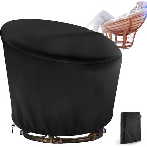 Bâche de Protection pour Fauteuil Papasan, 420D oxford Housse pour Chaise Pivotant Extérieur de Jardin Extérieur, Imperméables Couverture de Chaises à Bascule en Os(Size:420D:1325189cm,Color:noir) (1/5)