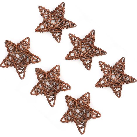 6pcs Étoile en rotin naturel, décoration artisanale pour mariage, Noël, fête et maison (1/5)