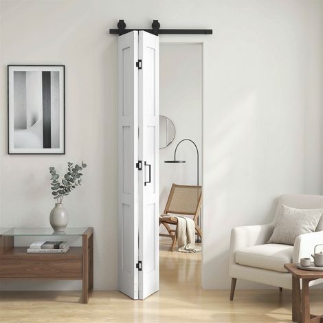 Porte style rustique Bois Blanc kit assemblage poignée effet 71x213 cm