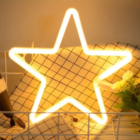 Veilleuse LED néon en forme d'étoile, lampe USB, pour la décoration murale de la maison, des fêtes et du salon. (1/5)